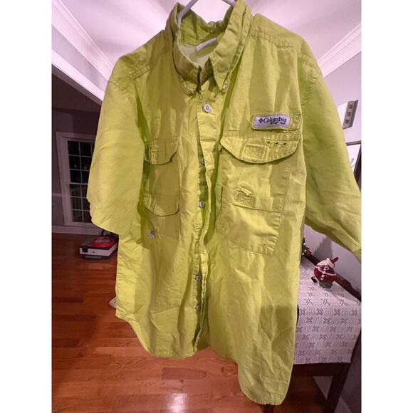 Columbia PFG Men’s Short Sleeve Fishing Shirt – Neon Yellow – Size XL - Picture 3 of 6